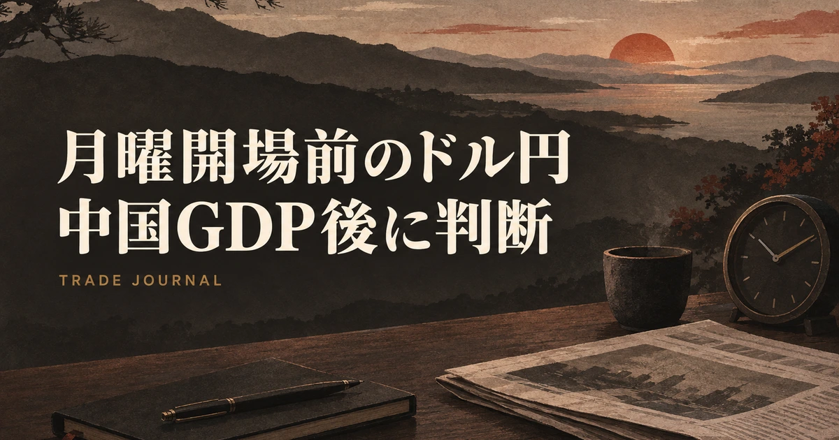月曜開場前のドル円は検証見送り継続、158.338円の押し返しと中国GDP後に確定する4時間足