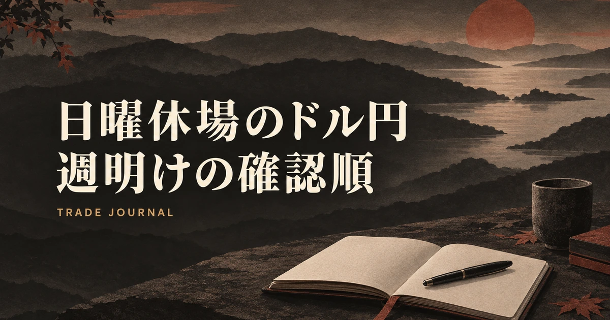 休場中のドル円と週明けの確認順を整理する日誌のイメージ